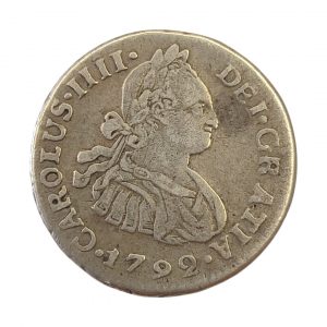Medio Real Carlos IV Segundo Busto 1792 Lima MBC
