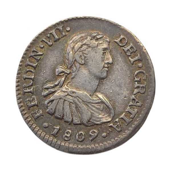Medio Real Fernando VII 1809/8 México Busto Imaginario EBC