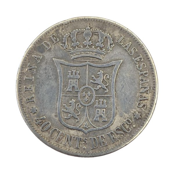 40 Céntimos de Escudo Isabel II 1868 Madrid MBC - Imagen 2