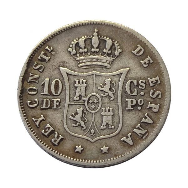 10 Centavos de Peso Alfonso XII 1885 Manila MBC-/MBC - Imagen 2