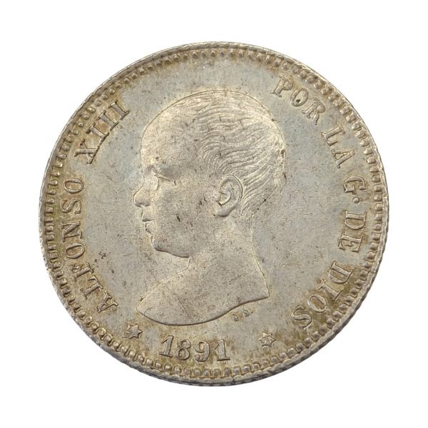 1 Peseta Alfonso XIII 1891 Madrid Encapsulada por NCV AU55 SC - Imagen 3