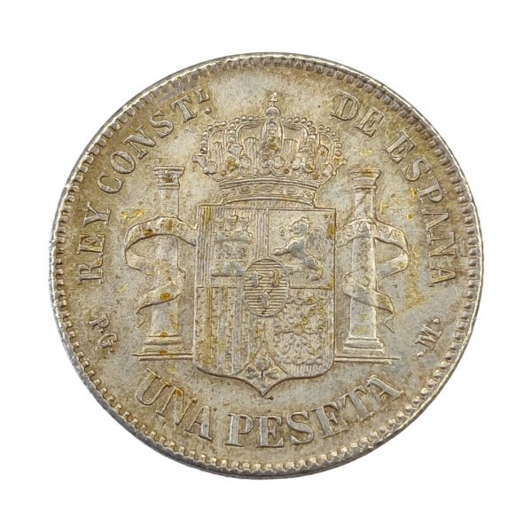 1 Peseta Alfonso XIII 1891 Madrid Encapsulada por NCV AU55 SC - Imagen 4