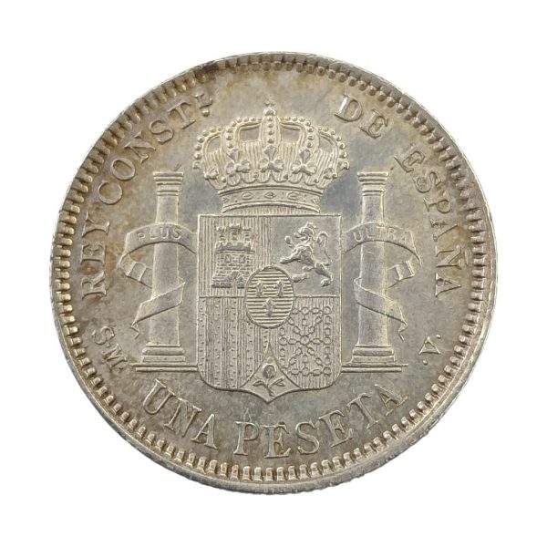 1 Peseta Alfonso XIII 1904 Madrid Encapsulada por NCV AU53 SC- Variante Ø - Imagen 4