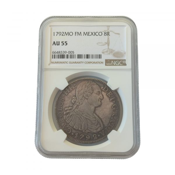 8 Reales Carlos IV 1792 México Encapsulada por NGC AU55 EBC+