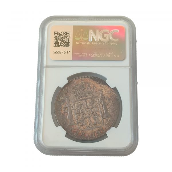 8 Reales Carlos IV 1792 México Encapsulada por NGC AU55 EBC+ - Imagen 2