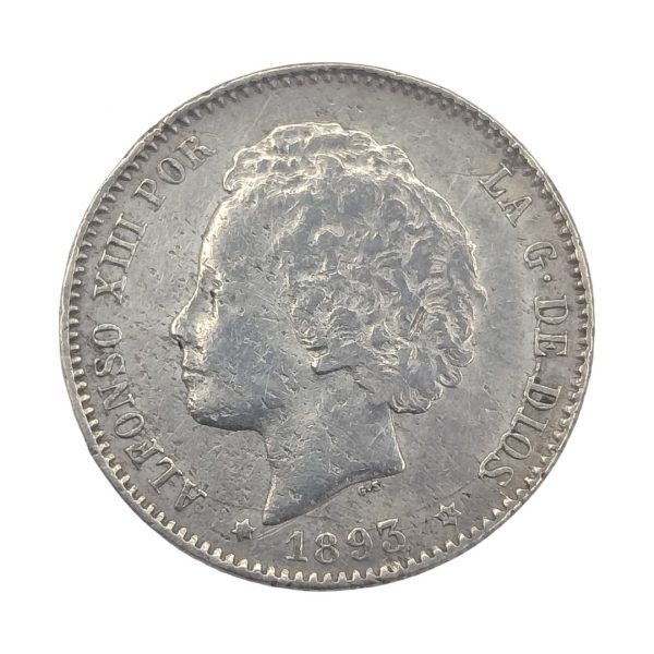 1 Peseta Alfonso XIII 1893 Madrid MBC