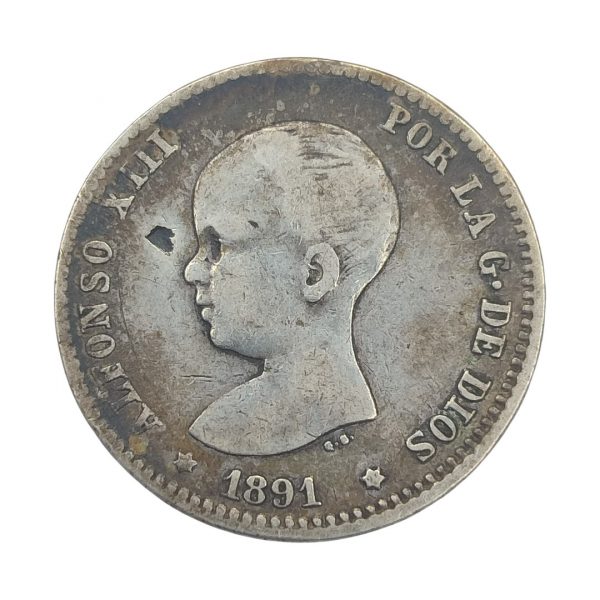 1 Peseta Alfonso XIII 1891 Madrid MBC