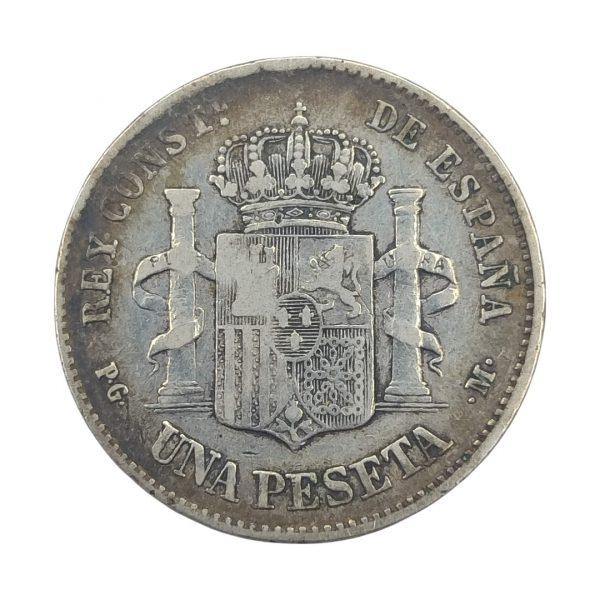1 Peseta Alfonso XIII 1891 Madrid MBC - Imagen 2