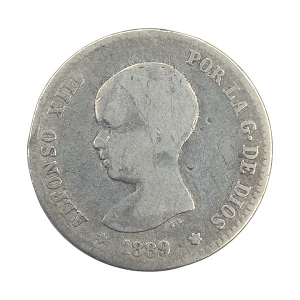 1 Peseta Alfonso XIII 1889 Madrid BC+