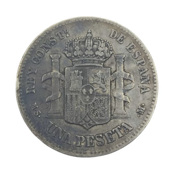 1 Peseta Alfonso XII 1885/86 Madrid MBC+ - Imagen 2