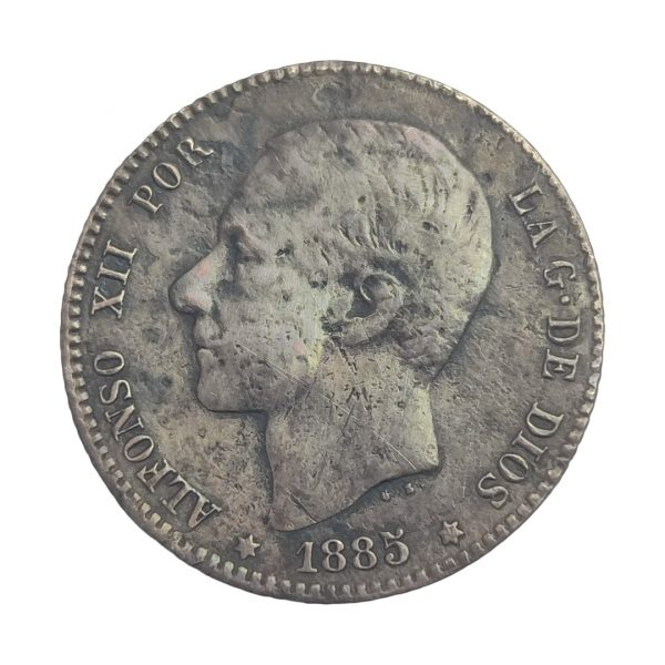1 Peseta Alfonso XII 1885 Madrid MBC-/MBC