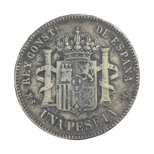 1 Peseta Alfonso XII 1885 Madrid MBC-/MBC - Imagen 2