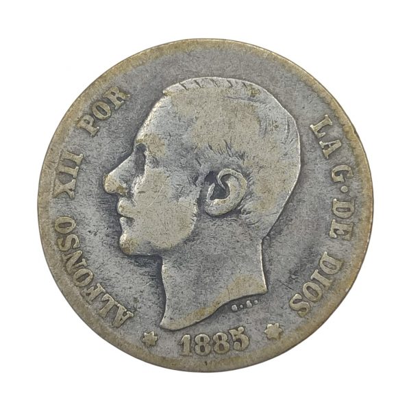 1 Peseta Alfonso XII 1885 Madrid BC