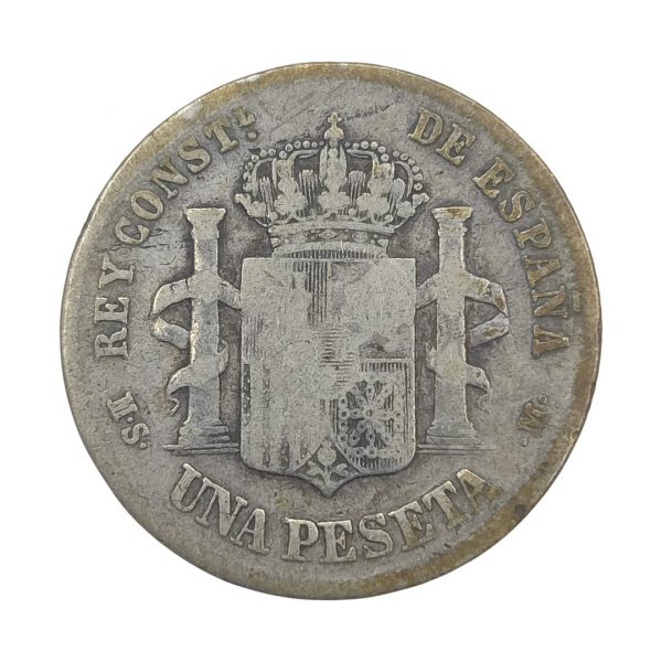 1 Peseta Alfonso XII 1885 Madrid BC - Imagen 2