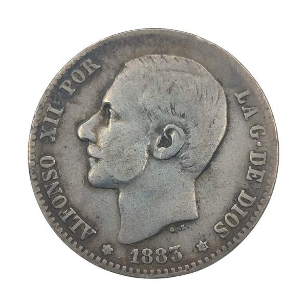 1 Peseta Alfonso XII 1883 Madrid MBC