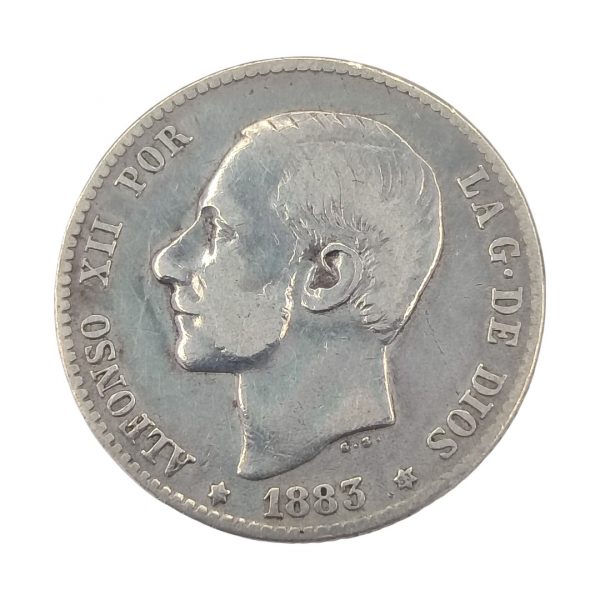 1 Peseta Alfonso XII 1883 Madrid MBC Limpiada