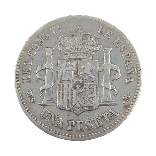1 Peseta Alfonso XII 1883 Madrid MBC Limpiada - Imagen 2