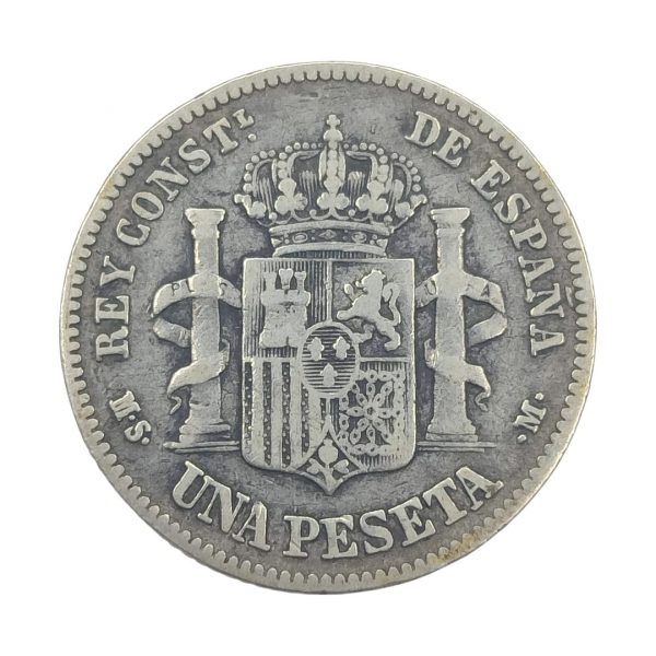 1 Peseta Alfonso XII 1883 Madrid MBC - Imagen 2
