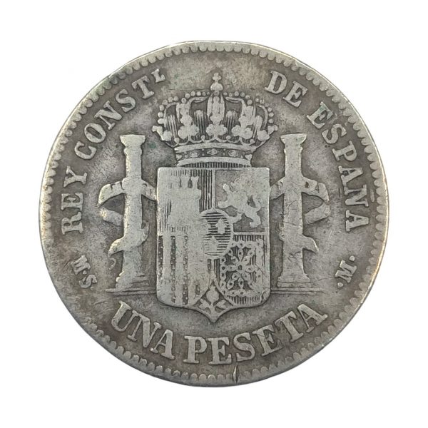 1 Peseta Alfonso XII 1882 Madrid MBC- - Imagen 2