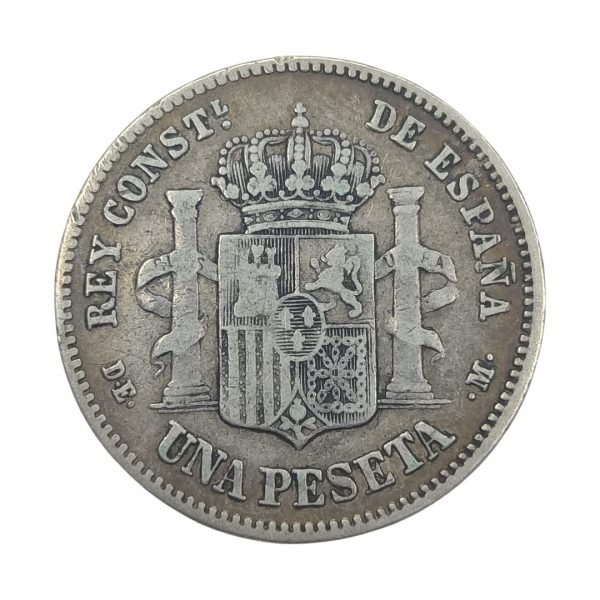 1 Peseta Alfonso XII 1876 Madrid MBC - Imagen 2