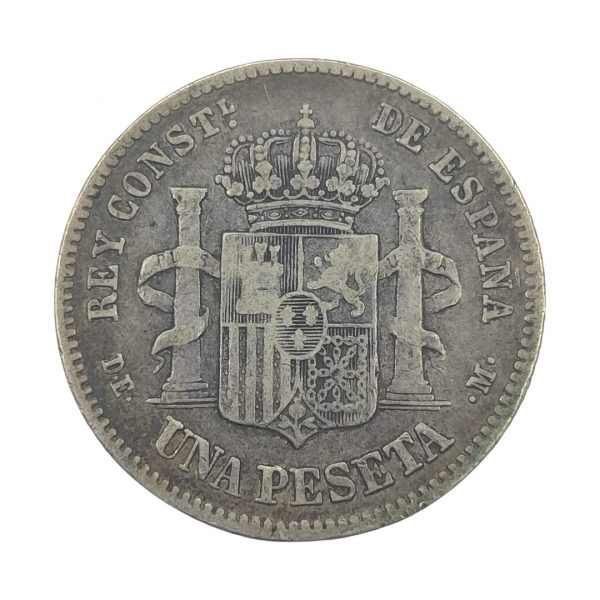 1 Peseta Alfonso XII 1876 Madrid MBC - Imagen 2