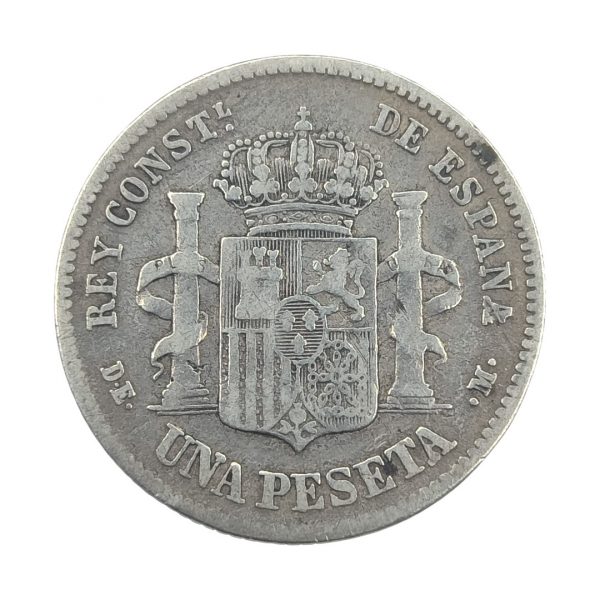 1 Peseta Alfonso XII 1876 Madrid MBC- - Imagen 2