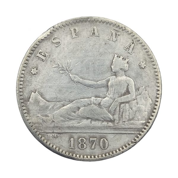 1 Peseta Gobierno Provisional 1870 Madrid MBC- Limpiada