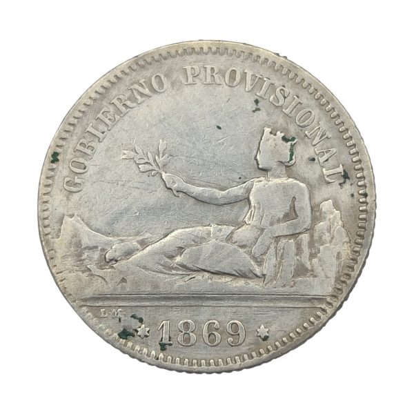 1 Peseta Gobierno Provisional 1869 Madrid MBC- Limpiada