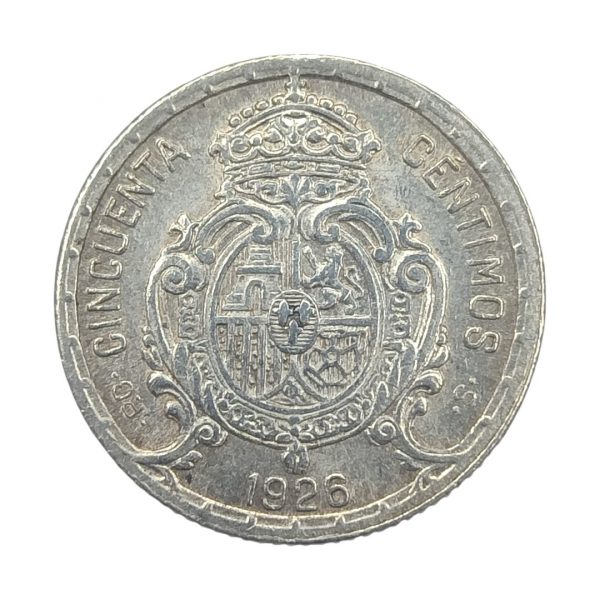 50 Céntimos de Peseta Alfonso XIII 1926 Madrid EBC - Imagen 2