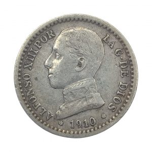 50 Céntimos de Peseta Alfonso XIII 1910 Madrid MBC+