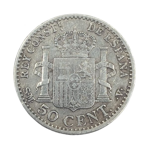 50 Céntimos de Peseta Alfonso XIII 1900 Madrid MBC/MBC- - Imagen 2