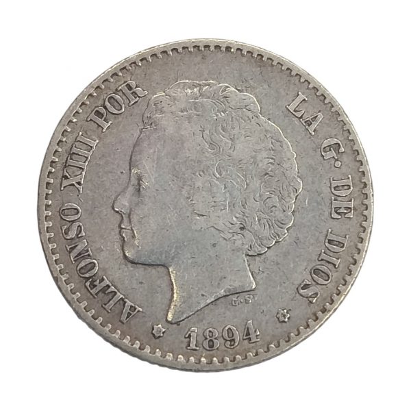 50 Céntimos de Peseta Alfonso XIII 1894 Madrid MBC