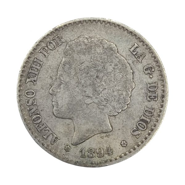 50 Céntimos de Peseta Alfonso XIII 1894 Madrid MBC