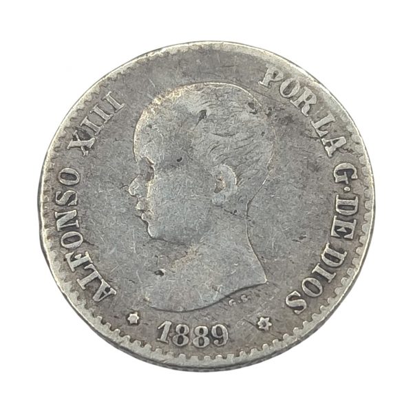 50 Céntimos de Peseta Alfonso XIII 1889 Madrid MBC-