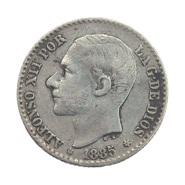 50 Céntimos de Peseta Alfonso XII 1885 Madrid MBC+/MBC
