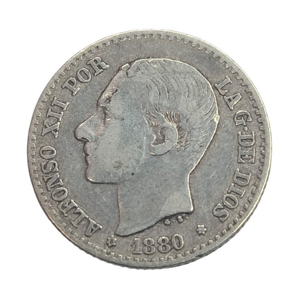 50 Céntimos de Peseta Alfonso XII 1880 Madrid MBC-