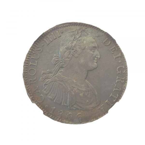 8 Reales Carlos IV 1806 México Encapsulada por NGC AU53 EBC - Imagen 3