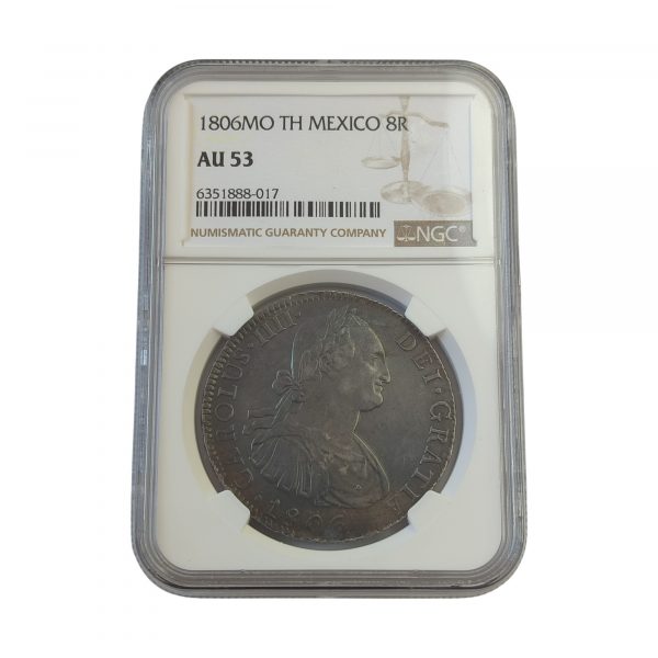8 Reales Carlos IV 1806 México Encapsulada por NGC AU53 EBC