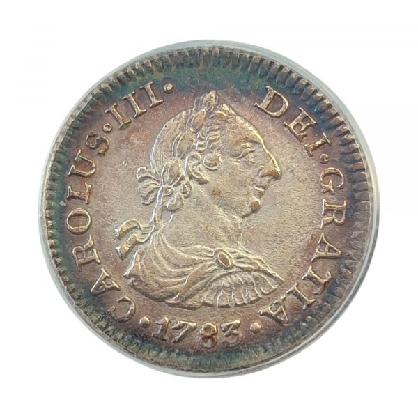 Medio Real Carlos III 1783 México Encapsulada por ANACS Prime Select SC Pecio El Cazador - Imagen 3