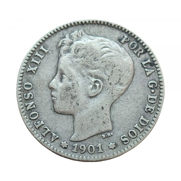 1 Peseta Alfonso XIII 1901 Madrid MBC