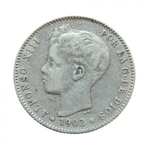 1 Peseta Alfonso XIII 1902 Madrid MBC