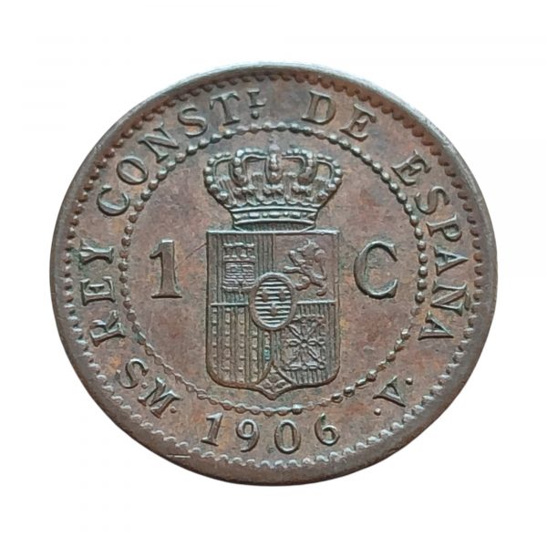 1 Céntimo Alfonso XIII 1906 SMV Madrid Encapsulada por NCV XF40 EBC+ - Imagen 4