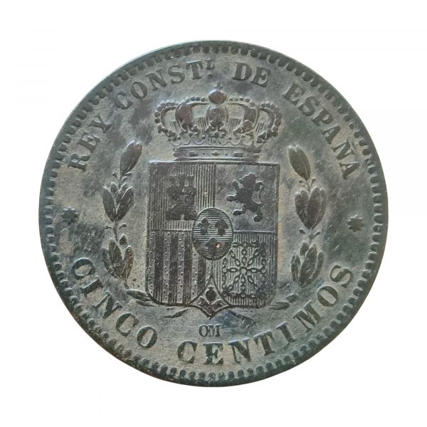 5 Céntimos Alfonso XII 1879 Barcelona MBC - Imagen 2