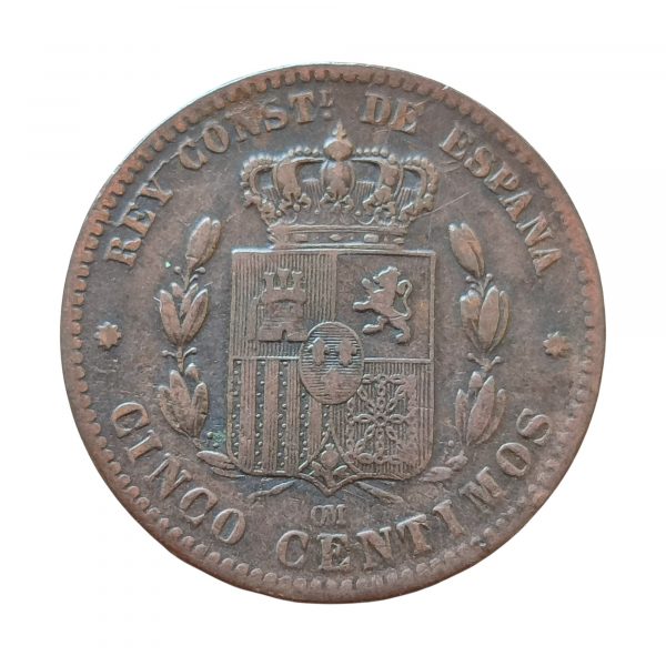 5 Céntimos Alfonso XII 1879 Barcelona MBC - Imagen 2