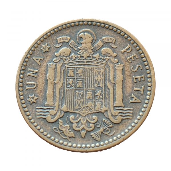 1 Peseta Franco 1947 Estrella 50 Madrid MBC+ - Imagen 2