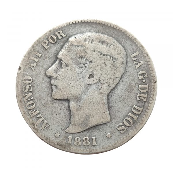 5 Pesetas Alfonso XII 1881 Madrid MBC-