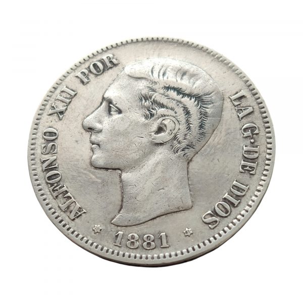 5 Pesetas Alfonso XII 1881 Madrid MBC+