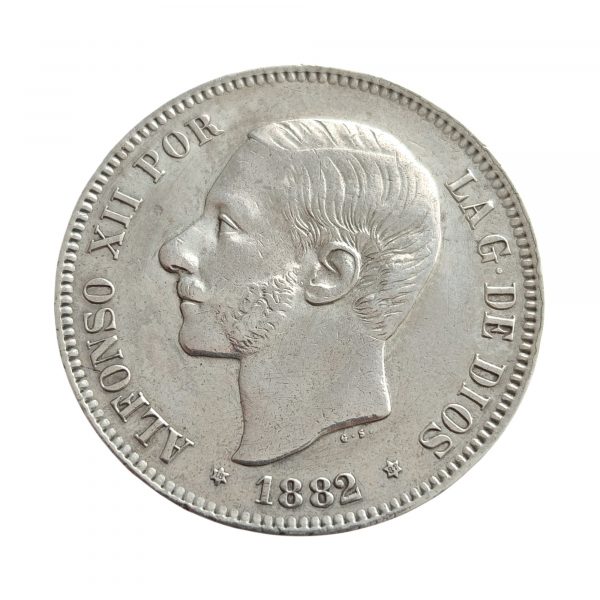 5 Pesetas Alfonso XII 1882 Madrid MBC+/EBC-