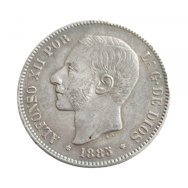 5 Pesetas Alfonso XII 1885 Madrid EBC-/EBC
