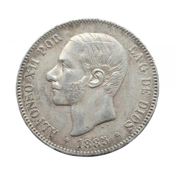 5 Pesetas Alfonso XII 1885 Madrid EBC-/EBC